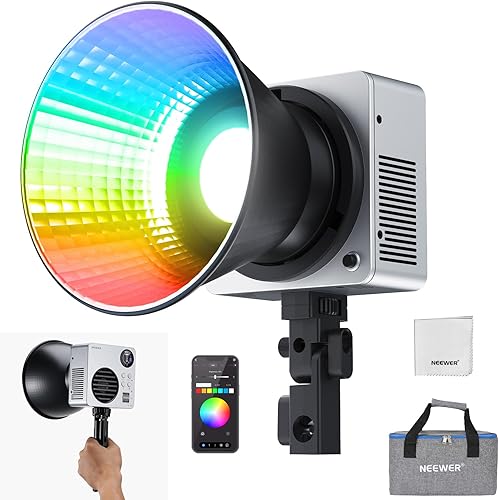 Miniatura 12 de NEEWER Luz de video LED RGB de 130 W APP/2.4G Control 17 efectos, 2500-7500K 19800lux/3.3 ft COB Salida de iluminación continua con CRI97/TLCI98 4