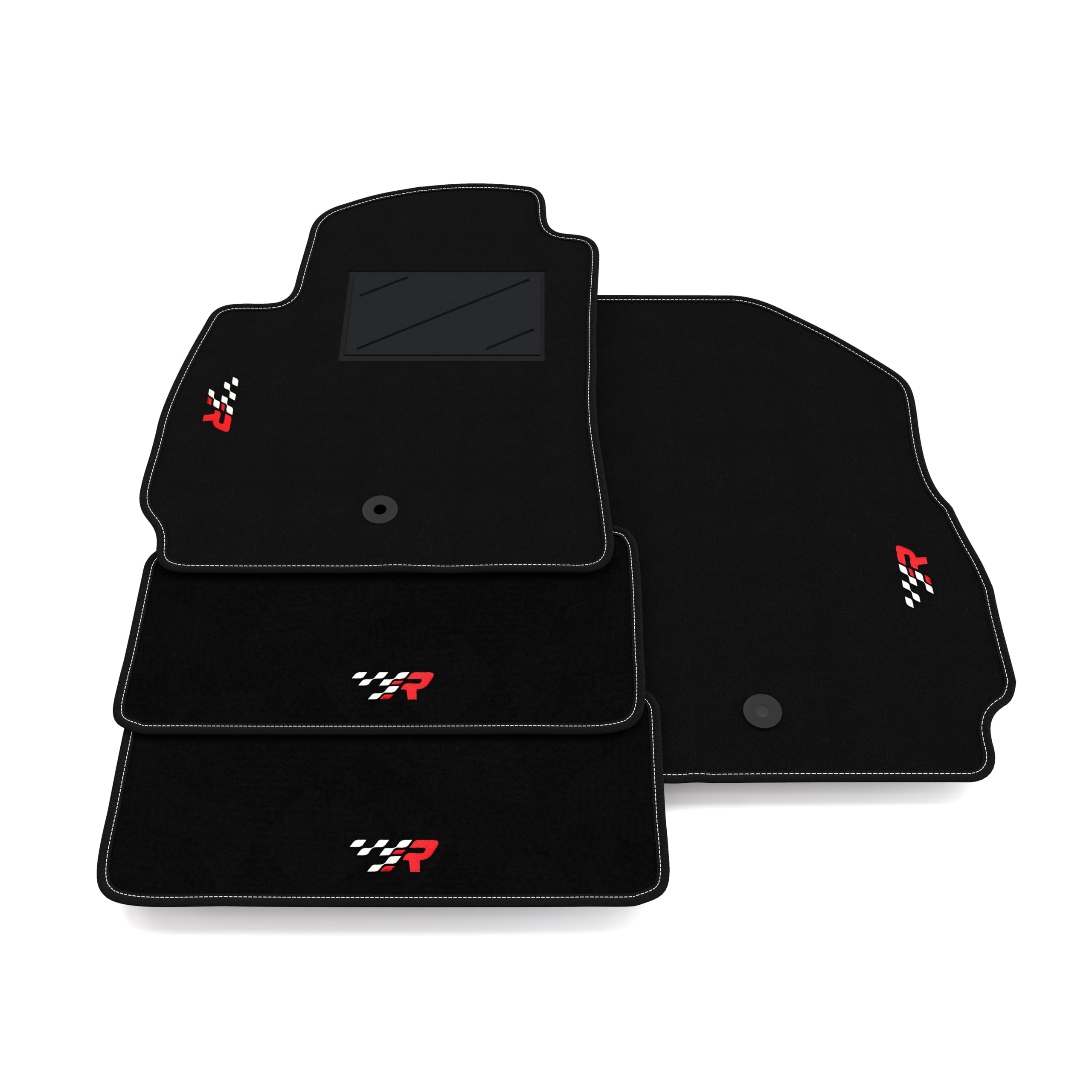 Set de Tapis de Voiture compatibles avec Chevrolet Orlando 2011-2014 | Tapis sur Mesure en Moquette, Broderie R Racing, sur Mesure