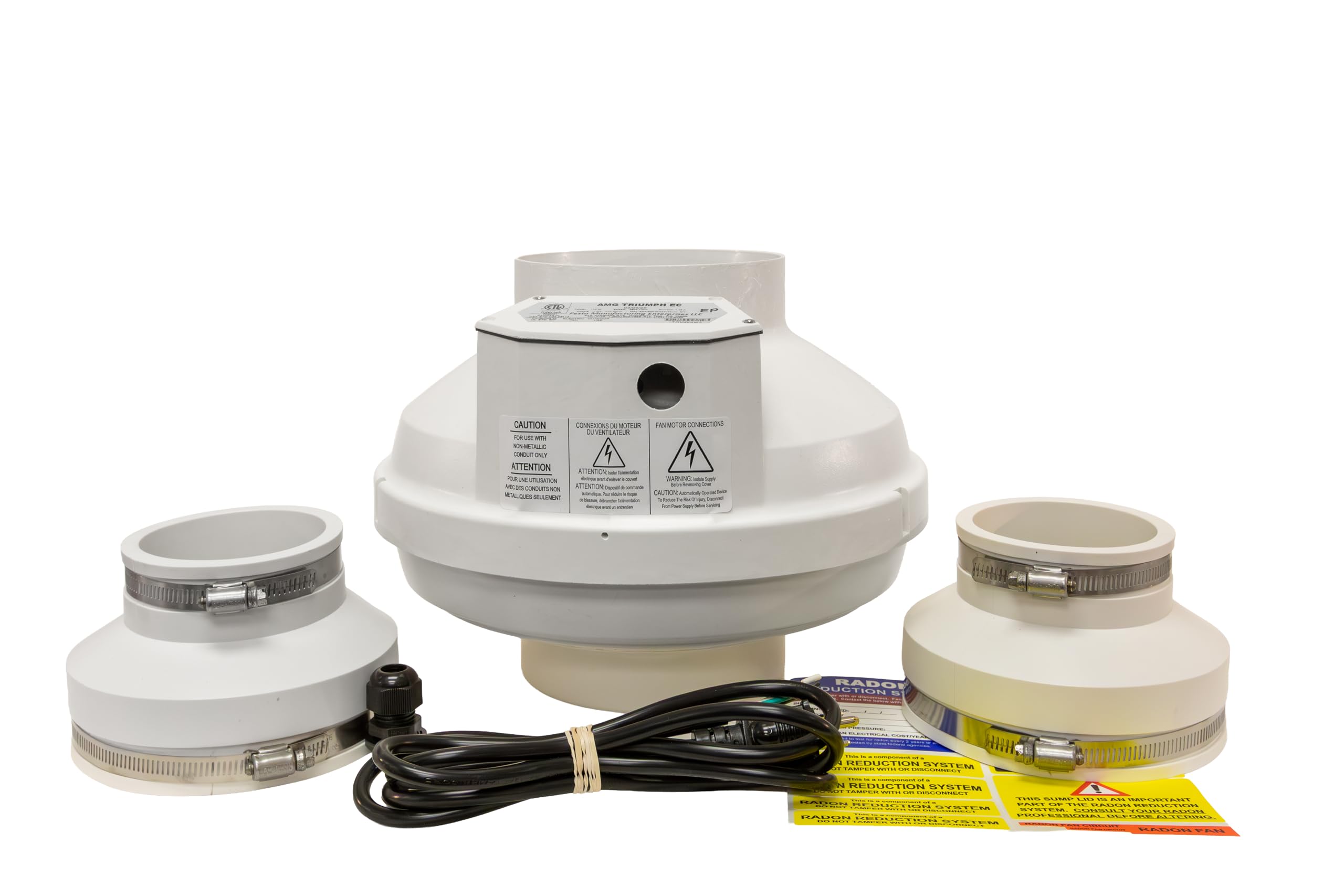 Photo 1 of Festa AMG Triumph EC Radon Fan – 3“ Installation Kit - Quiet and Energy Efficient Radon Mitigation Inline Fans – High Performance 6” Duct Fan