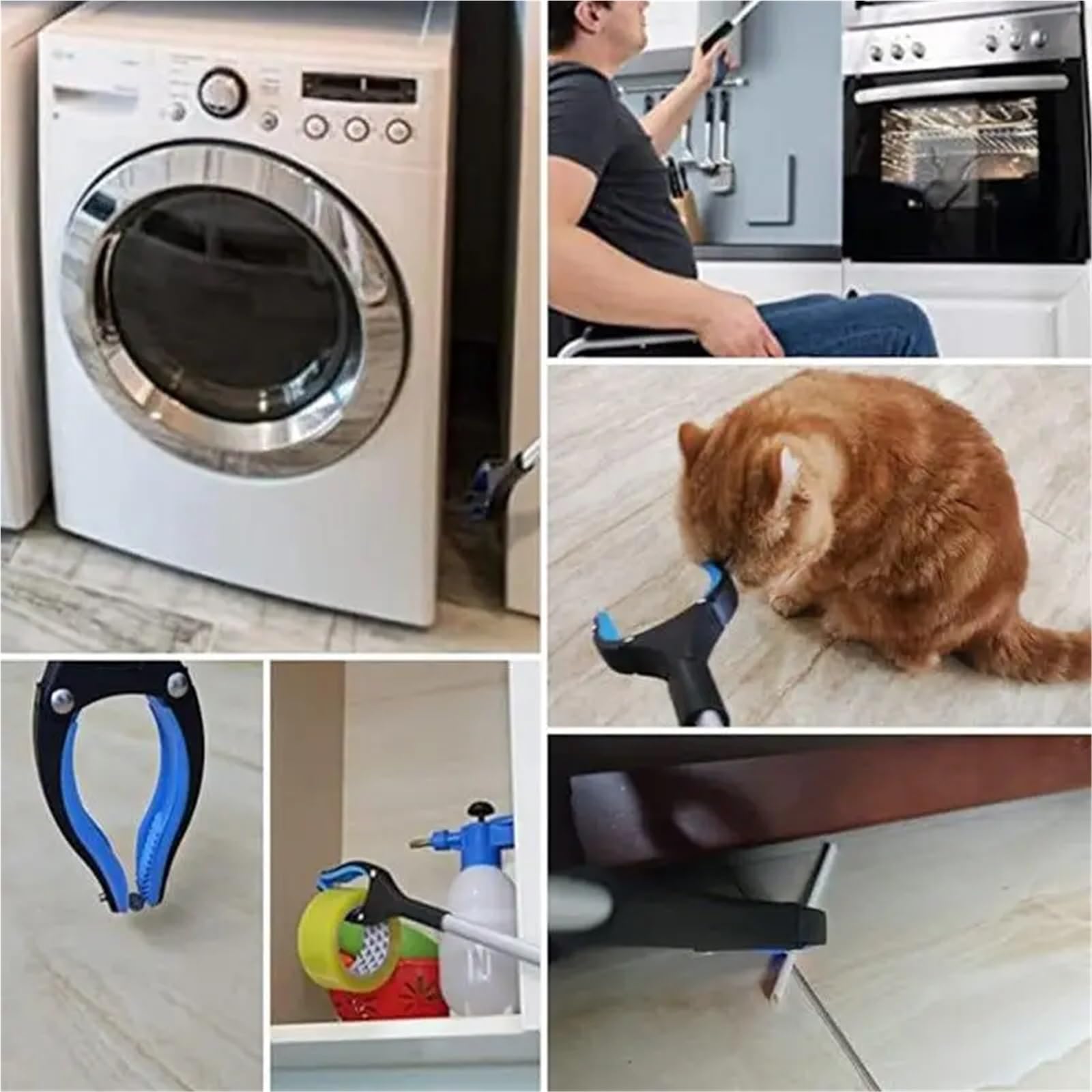 Agarrador plegable con clip giratorio de 360 ​​grados, recolector basura aleación aluminio engrosado, limpieza y saneamiento del hogar Para RecoleccióN(Orange)