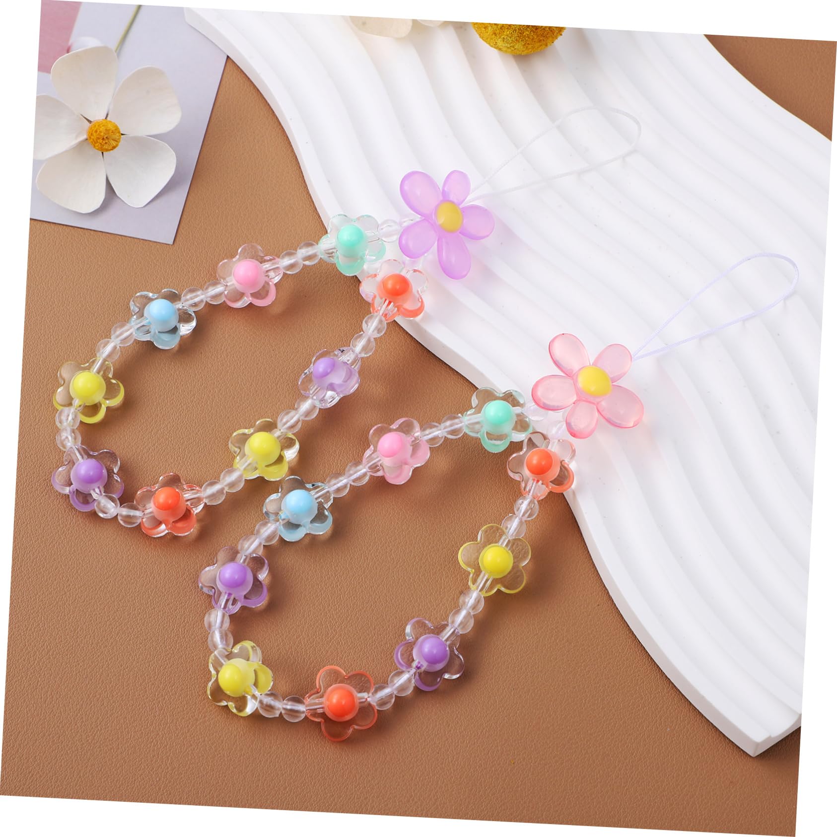 SHINEOFI Chaînes De Téléphone Perles De Fleurs Dragonne De Téléphone Accessoires Élégants Pour Femmes Avec Design Floral Bracelet De Poignet