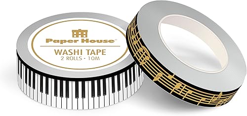 Miniatura 2 de Paper House Productions Sticky Pix Piano Recital Juego de 2 rollos de cinta Washi para álbumes de recortes y manualidades