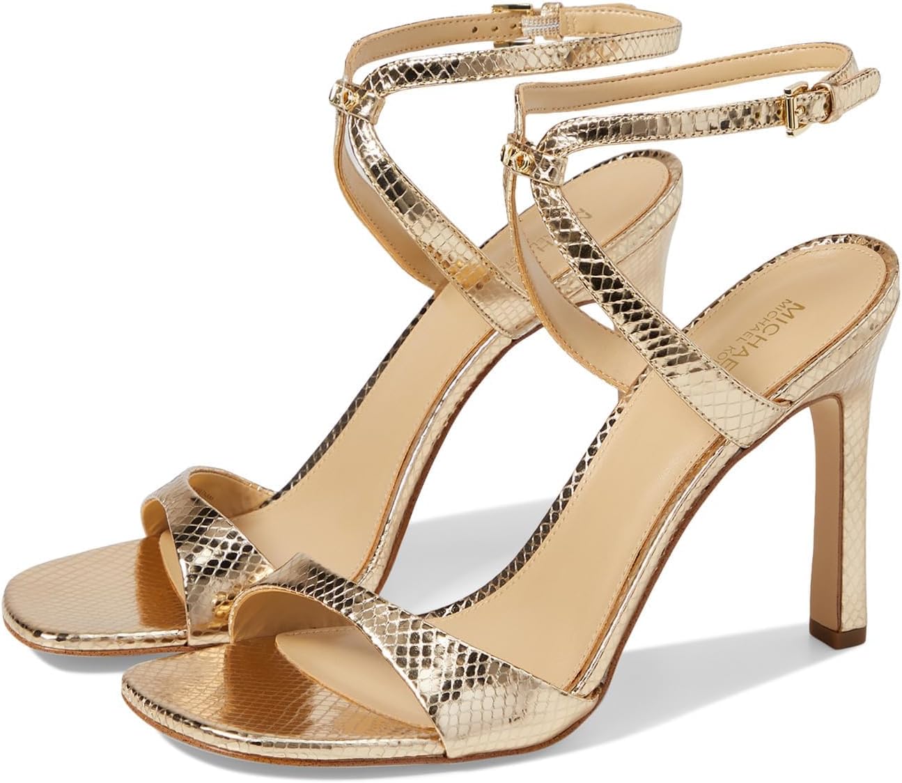 Amazon.com | Michael Kors Women's Amara High Sandal Heeled, Optic White, 9  | Heeled Sandals