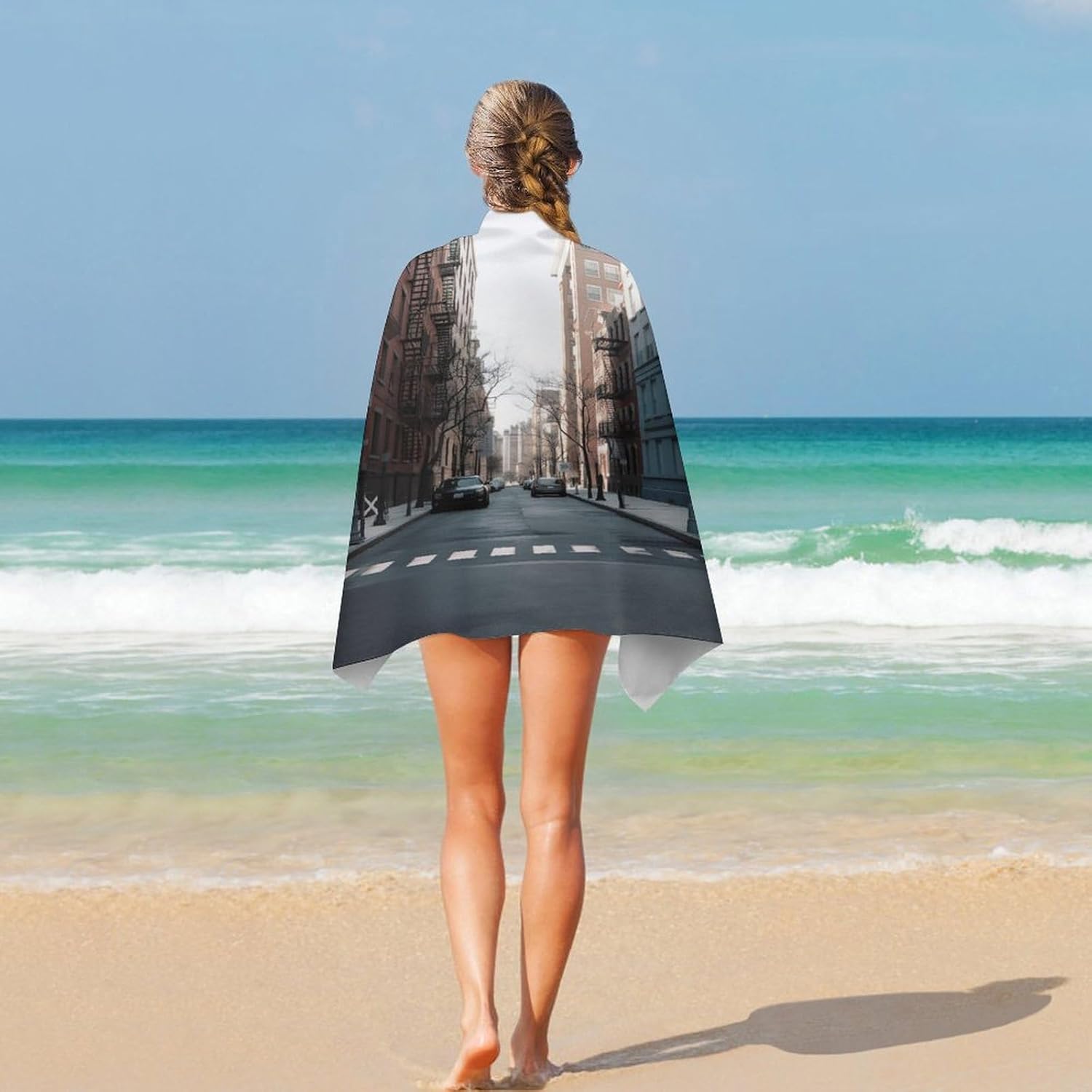 Swimming Towel, City Street Printed Fashion Towel,Portable Towel,Durable Towel