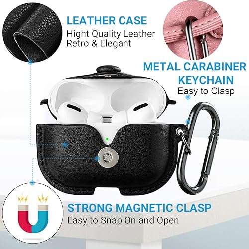 Miniatura 4 de Maxjoy Funda de piel para AirPods Pro 2, Airpods Pro con llavero y correa para Airpod compatible con Apple Airpod Pros de 2 generación 2023