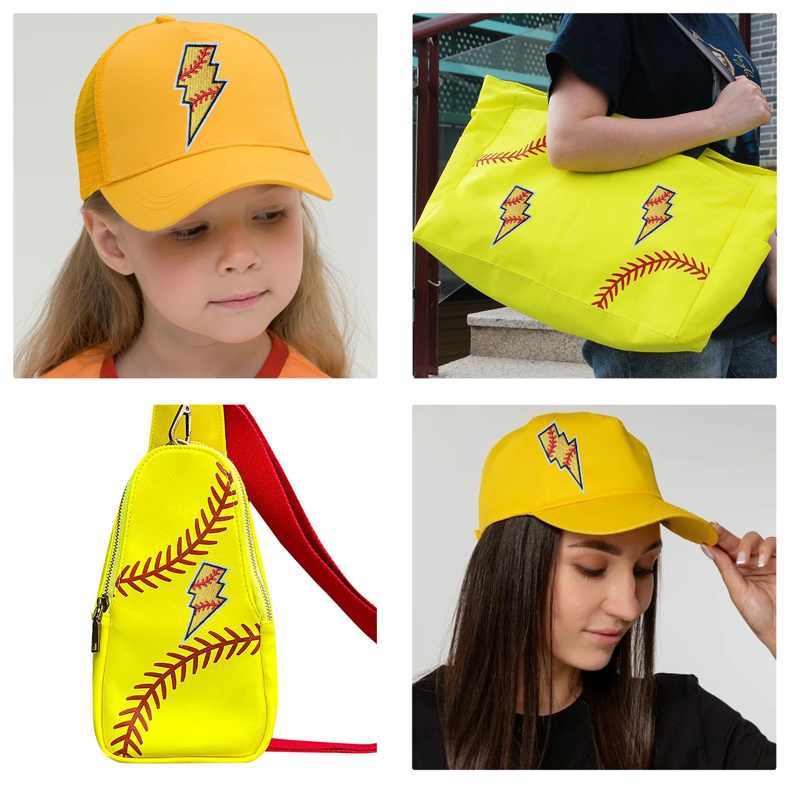 12 parches de softball para planchar, parches bordados deportivos amarillos para planchar, para sombreros, ropa, jeans, chaquetas, mochilas