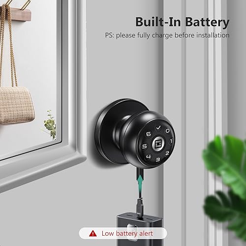 Miniatura 5 de GeekTale Cerradura de puerta inteligente con teclado, cerradura de puerta electrónica con código, perilla de puerta digital, cerradura inteligente