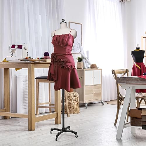 Miniatura 7 de Bonnlo Maniquí de costura femenino, talla 6, forma de vestido profesional para exhibición y diseño a medida, torso ajustable en altura con base de