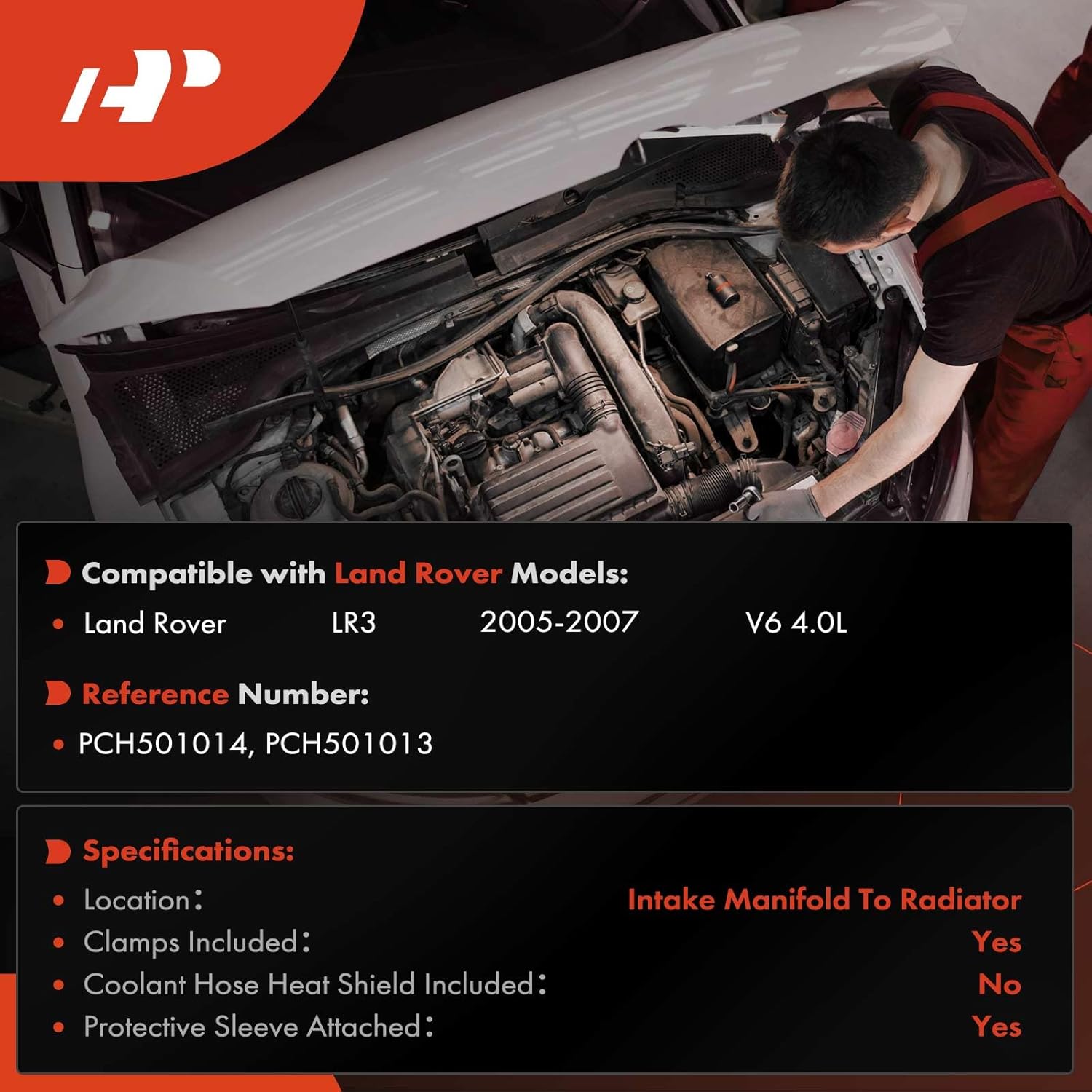 A-Premium Intake Manifold To Radiator HVAC Heater Hose Pipe Line Assembly with Clamps & Protective Sleeve Attached Compatible with Land Rover LR3 2005 2006 2007 4.0L