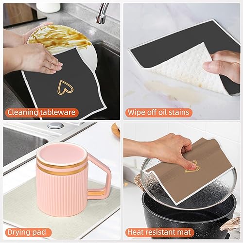 Miniatura 4 de Knagsfa 6 paños de cocina suecos reutilizables, paños de limpieza de esponja con corazón de amor, sin olor, biodegradables, superabsorbentes,