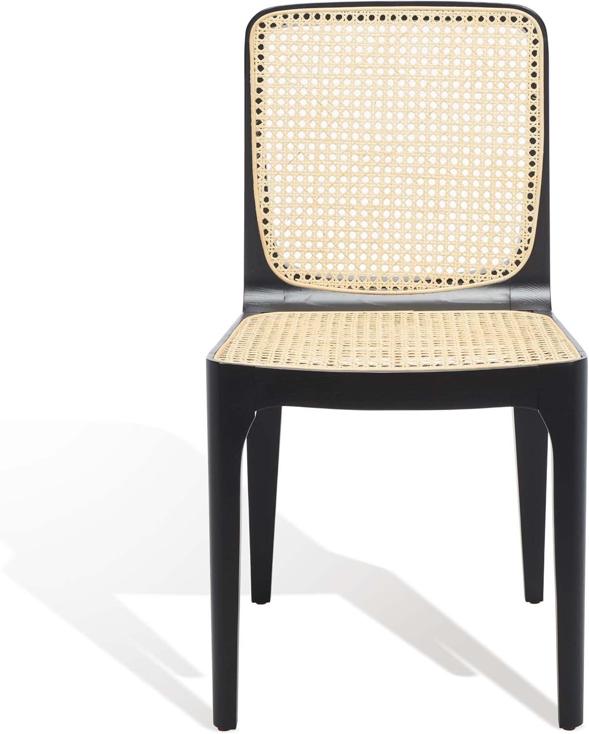 SAFAVIEH Couture Collection Frank Tropical Coastal Black/Natural Rattan Dining Chair Set of 2