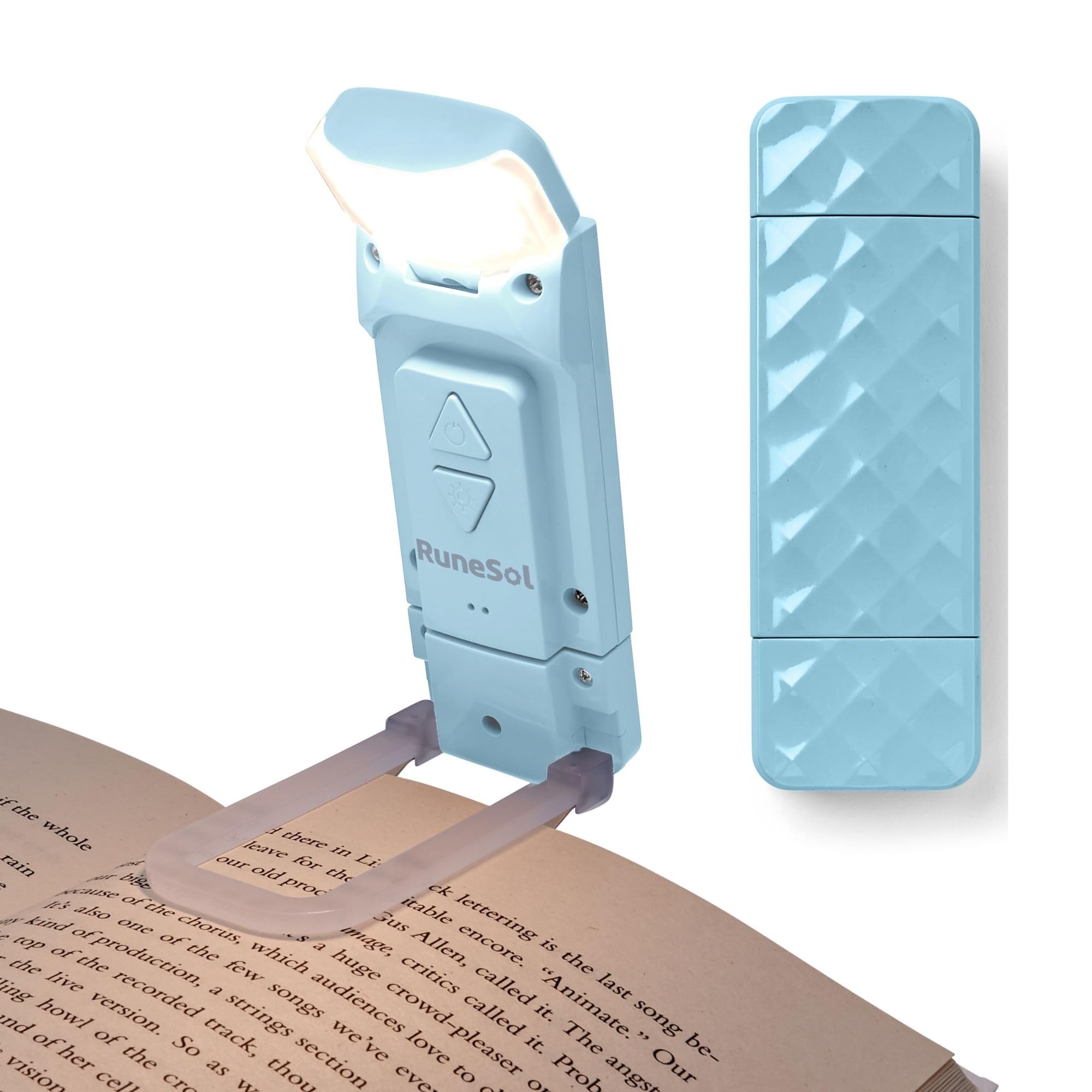 Runesol Laguna Azul, Luz Para Leer Con 5 LED, Luz De Lectura Recargable Con Clip, 3 Modos De Protección Para Vista, Carga USB Para 80 Horas, Idéale pour les Amateurs des Livres