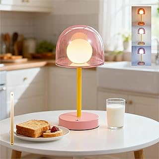 Rechargeable Bedside Lamp with 3CCT & Stepless Dimming, LED Artistic Tab...