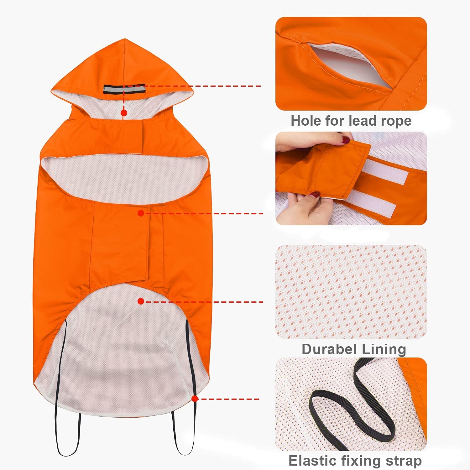 Impermeabile Per Cani Bwiv - Con Strisce Riflettenti, Arancione Taglia XL - Foto 9