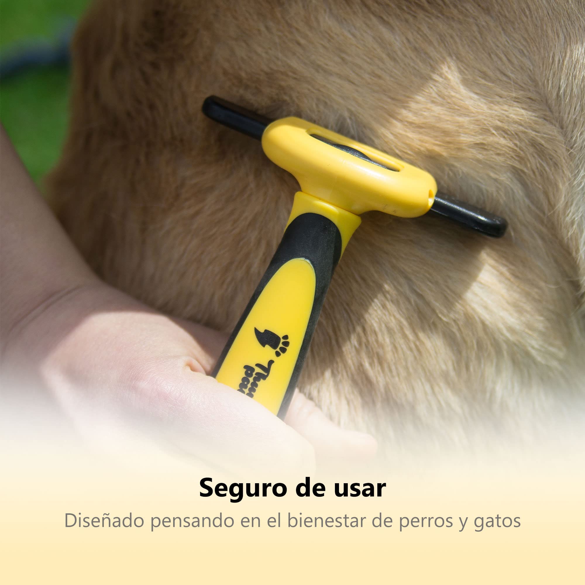 Peine Profesional para Mascotas, Herramienta de Cuidado para Perros, D-Shedz para Razas de Perros, Gatos con Pelo Corto o Largo, Pequeño, Mediano y Grande (Amarillo)