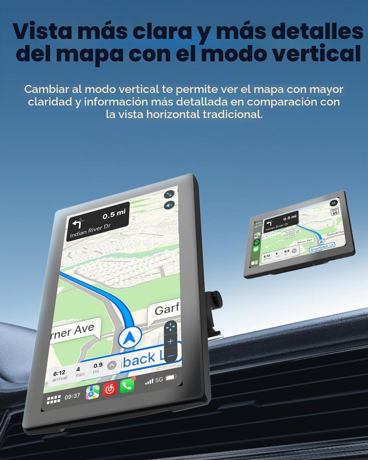 Pantalla inalámbrica CarPlay para coche Android con soporte magnético, pantalla táctil retrato/horizontal, navegación GPS, control por voz, Bluetooth, control por voz, OTA Update Car Play (CL798)