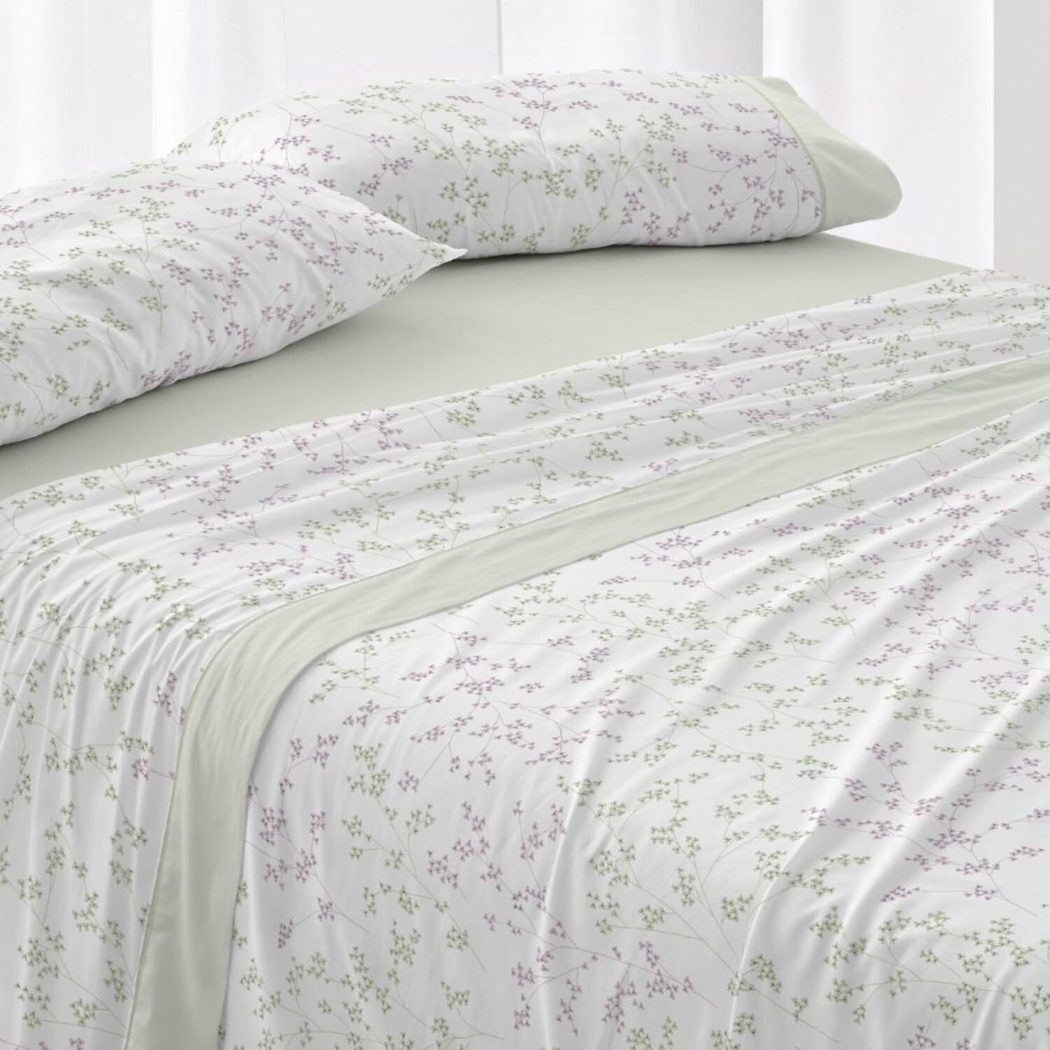 Burrito Blanco | Juego de Sábanas Algodón/Poliéster Cama 150-160 Verde