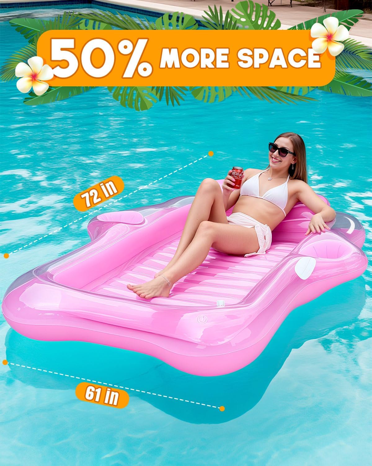 Snowalva Inflatable Tanning Pool Lounger Float, Pool Floats Adult with Automatic Spray Cooling, 5 in 1 Suntan Tub Raft Floatie, Sunbathing Bed Lounge for Pool Party Yard Tanning Summer Gift