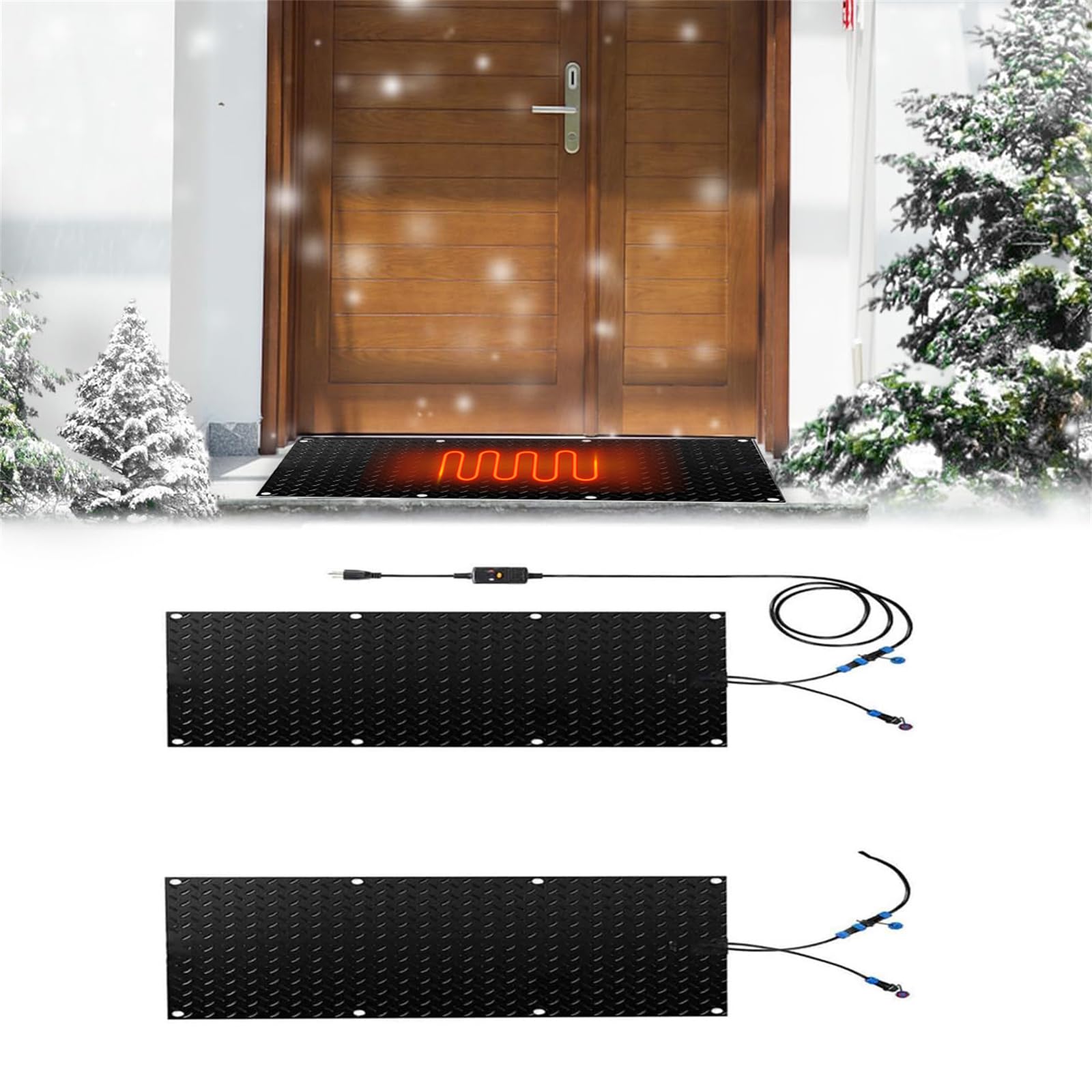 Tapis Chauffant Pour Faire Fondre La Neige, 15 X 40 Pouces, Coussin Chauffant En Caoutchouc Pour La Neige Et La Glace Pour Les Escaliers Extérieurs D'hiver, Les Trottoirs, Les Garages Et Les Terrasses