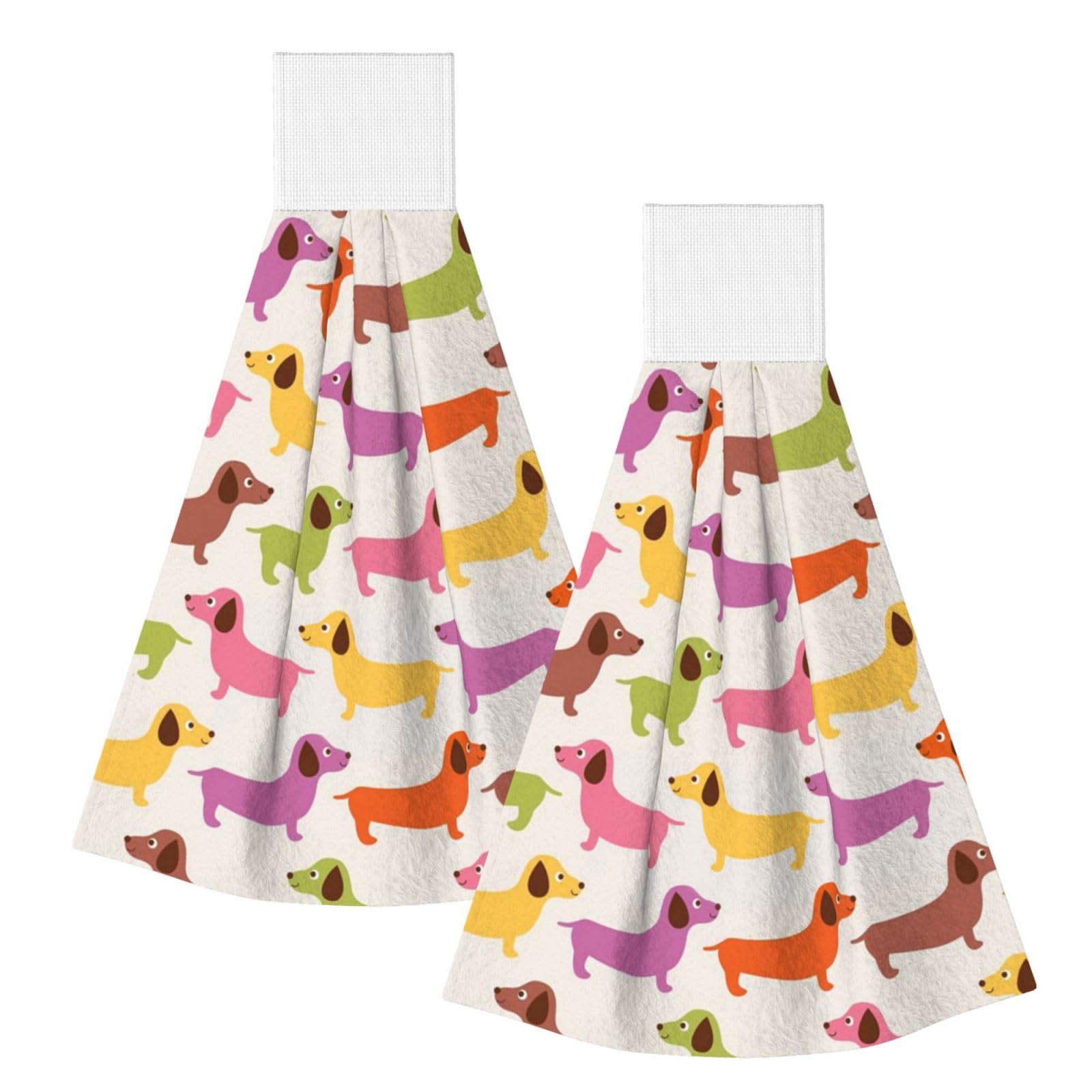 DOPKLNA Dachshund Sausage Dogs Cute Dog, 2 Pcs Hanging Coral Fiber Hand Towels for Bathroom, Absorbent Kitchen Towels