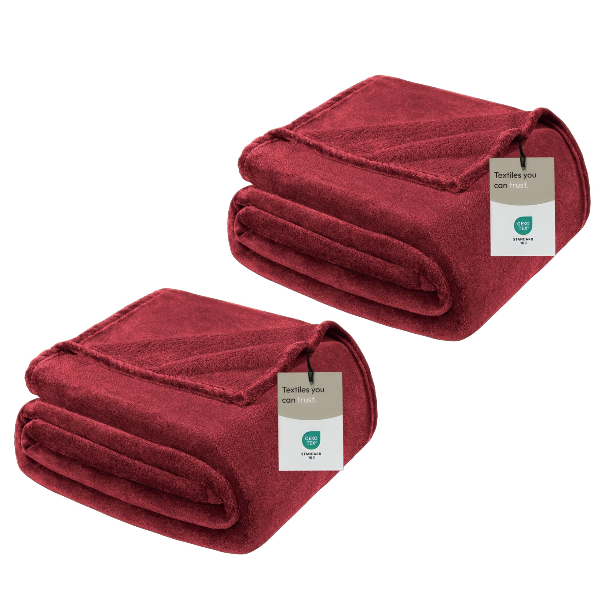 BedLooms Fleece Thow Blanket for Sofa, Bed 2 Pack Burgundy Double,150x200cm โ image 1