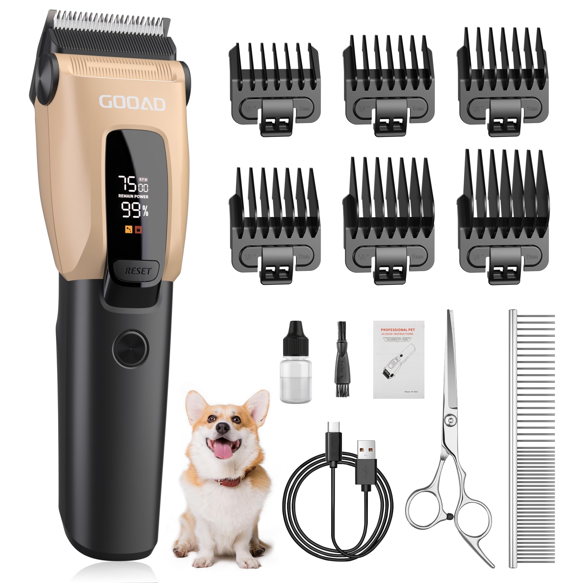 Image showcasing 2 Speed PAPMINI 3 In 1 Dog Grooming Kit For Heavy Thick Hair&Coats, Low ...