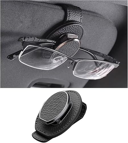 Soporte para lentes de sol para visera de automóvil, clip de cuero para visera solar automática, soporte universal para gafas, accesorios interiores