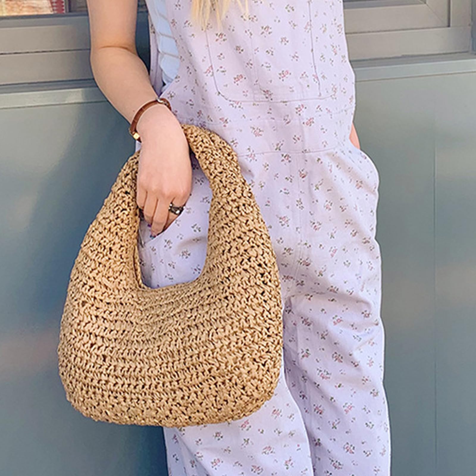 Otikwio Crescent Straw Shoulder Handbag for Women Summer Beach Tote Raffia Woven Purse Hobo Underarm Bag 2025