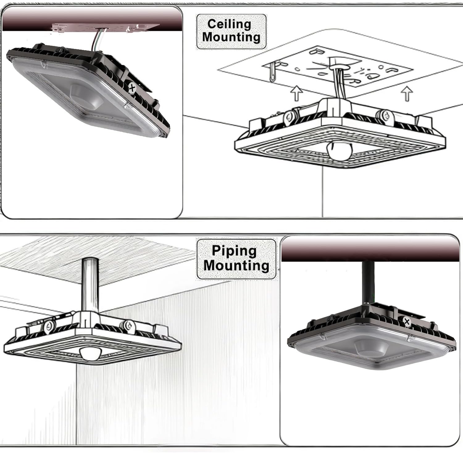 Fiqevs 100W LED Canopy Lights 4Pack, 14000LM 5000K Square LED Canopy Lights Outdoor, Warehouise Carport Light for Parking Garage Shop Warehouse, IP65, 100-277VAC, ETL Listed