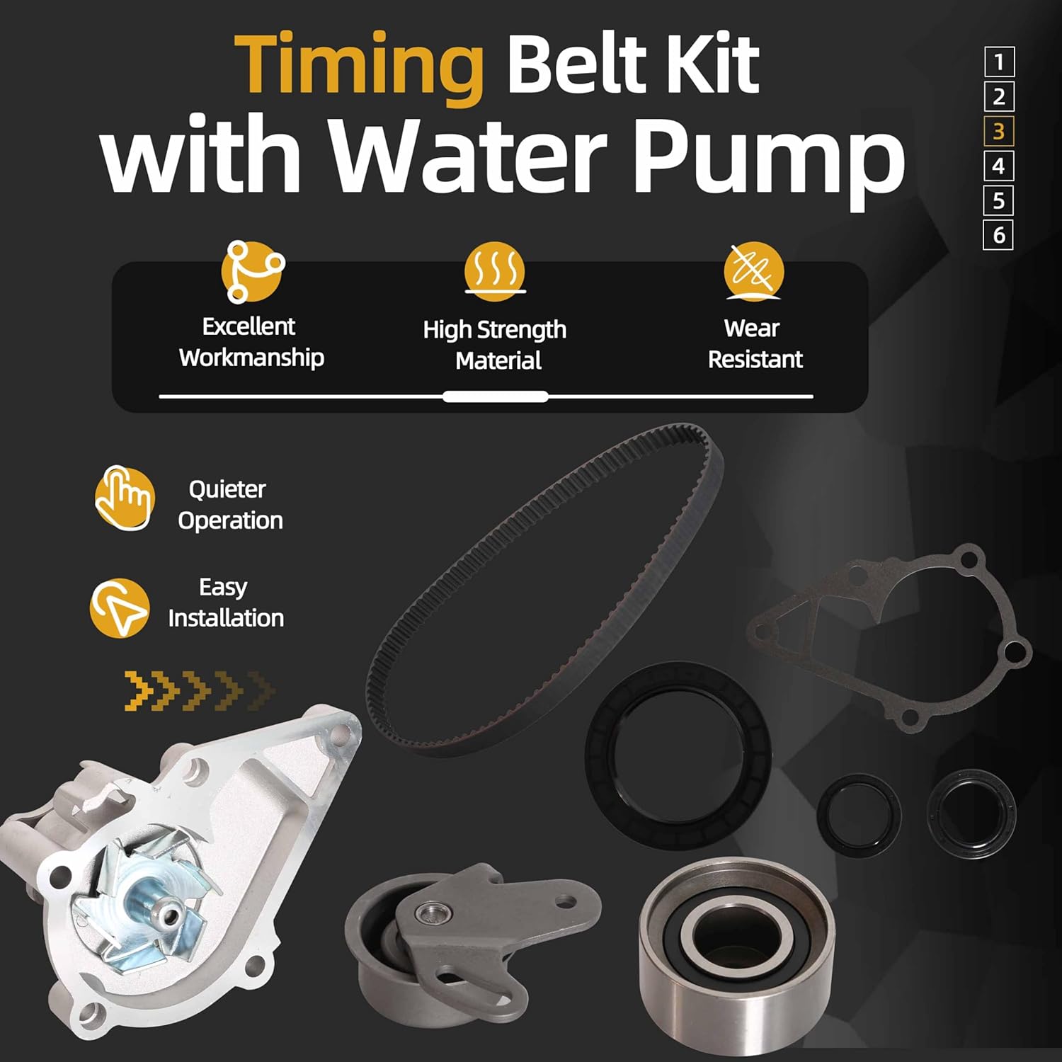 Timing Belt Kit Tensioner With Water Pump Fits for Hyundai Accent 2001-2011 For Kia Rio 2006-2011 For Rio5 2006-2011 L4 1.6L For Hyundai Accent 1996-1997 L4 1.5L OE#95282 95547 95546 AW9364