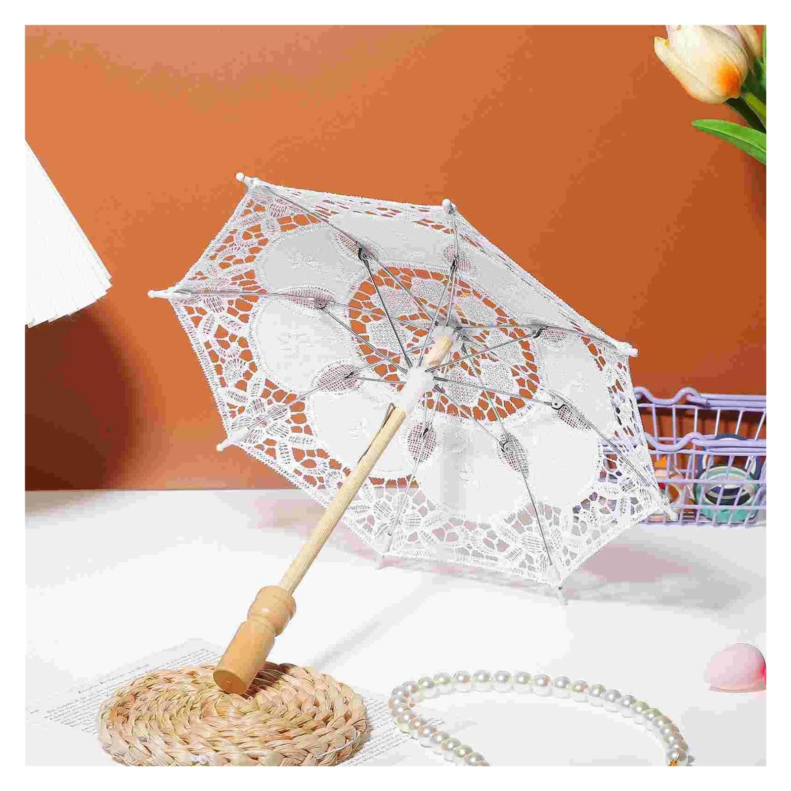 Parapluie de mariage en dentelle, parasol à main, Lace Cotton Umbrella Parasol Wedding Photography Prop Craft Embroidery Decor Gift