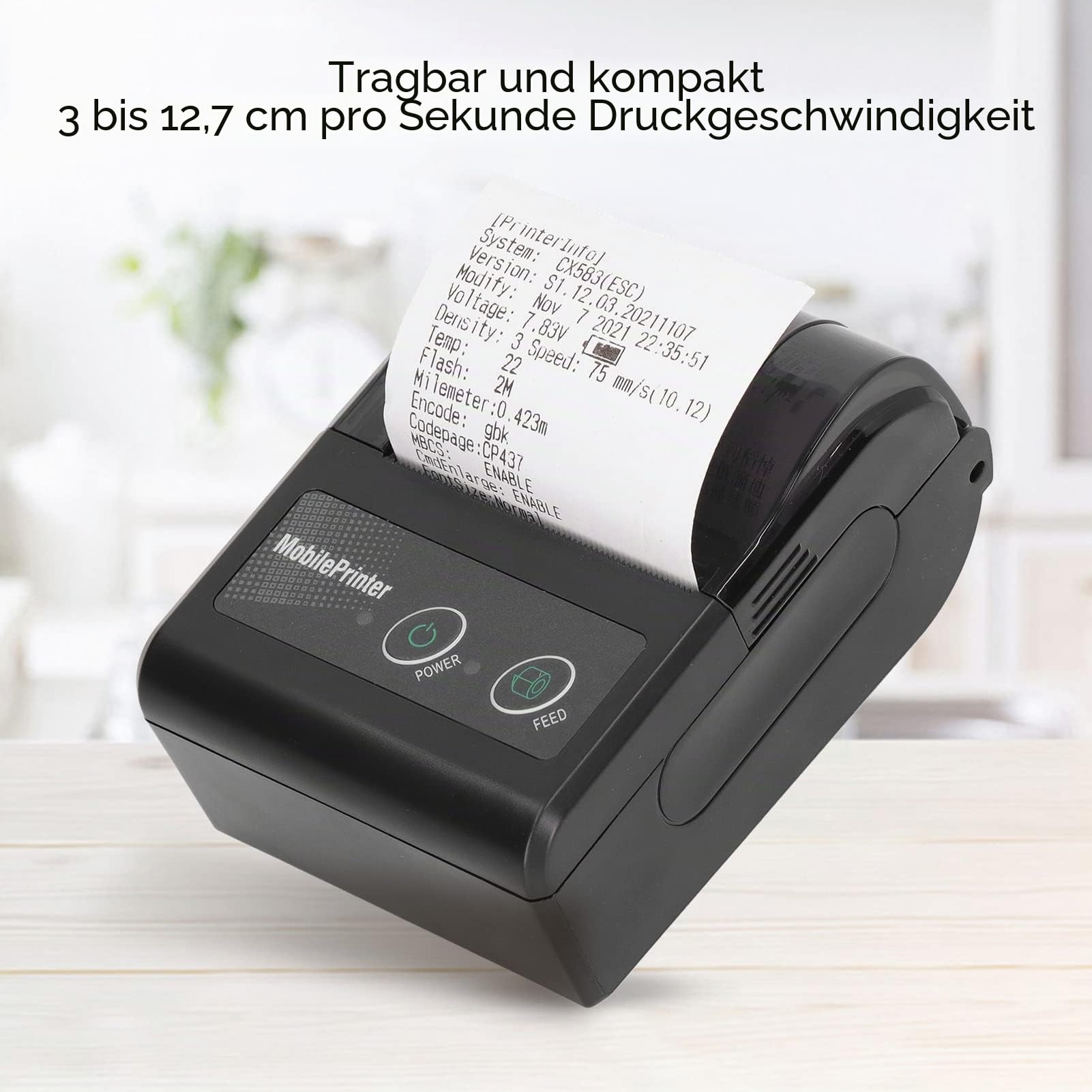 Bluetooth-Belegdrucker, 57 Mm Tragbarer Mobiler USB-POS-Drucker für Persönliche Rechnungen, Mobiler Thermodrucker mit 200 Dpi, Ledergürteldrucker, Unterstützt Telefon/Windows, für Kleine Unternehmen,