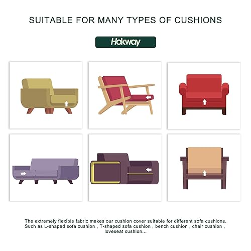 Miniatura 9 de Bundle of Hokway - Fundas de cojín elásticas para sofá, funda de cojín de asiento de sofá (azul oscuro, 1 unidad + 2 unidades)