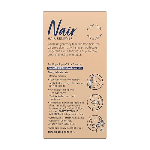Miniatura 2 de Nair Crema facial hidratante removedor de cabello, con aceite de almendras dulces, 2 onzas (paquete de 2)