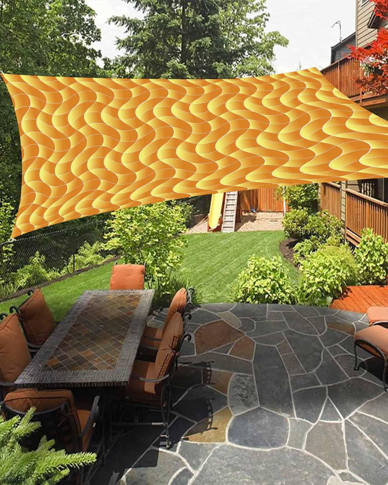 Boanket Sun Shade Sail 14' x 18', Orange Geometric Large Heavy Duty Outdoor Shades Sun Screen, Modern Moire Abstract Art Aesthetics Shade Cloth for Patio Deck Terrace Garden Lawns Beach Backyard