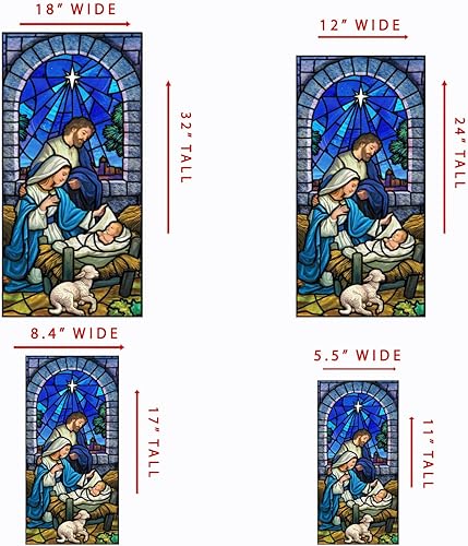 Miniatura 4 de Christimas Belén - Lámina vitral para ventana (12 x 24 pulgadas)