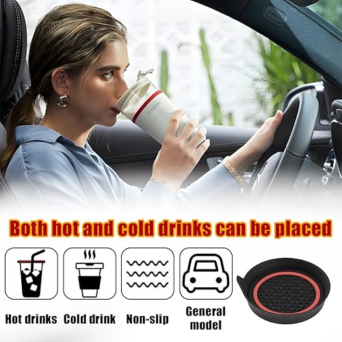 Miniatura 6 de AUCELI Portavasos para automóvil, 4 almohadillas antideslizantes e impermeables para botellas de agua de vehículos, accesorios de decoración para