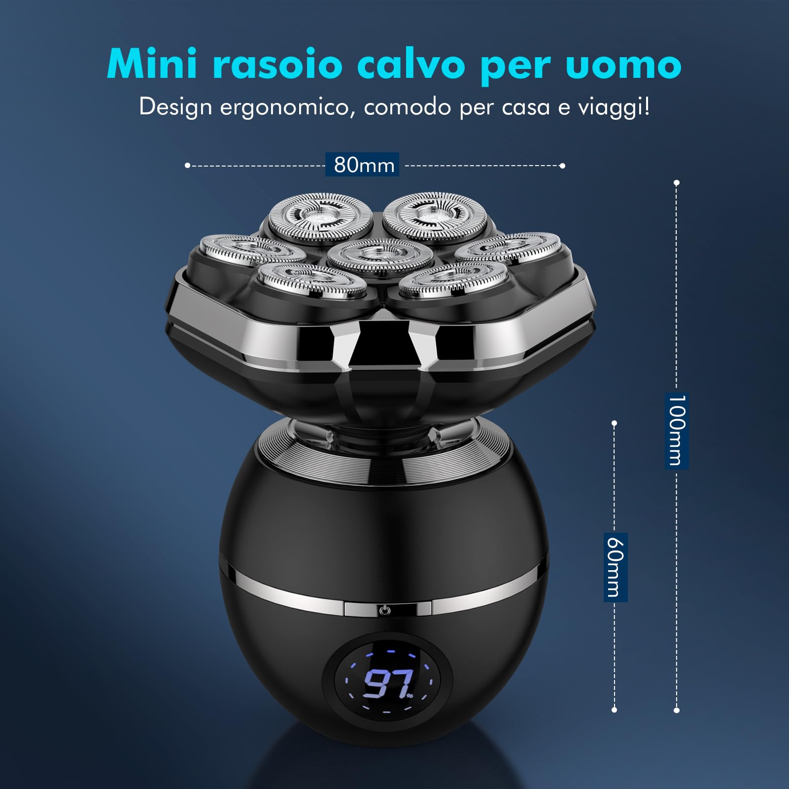 ETENTOUS 7D Magnetici Rasoio Elettrico Barba, Rasoio Testa Calva Uomo | Ricaricabile Rasoio Capelli Uomo, Testa Impermeabile IPX7, Display LED Rasoio Elettrico Corpo Uomo, 9 Kit di Bellezza