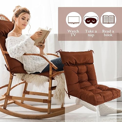 Miniatura 5 de Suzile Paquete de 6 cojines para sillas de respaldo alto para exteriores, impermeables, para interiores y exteriores, cojín grueso para silla de