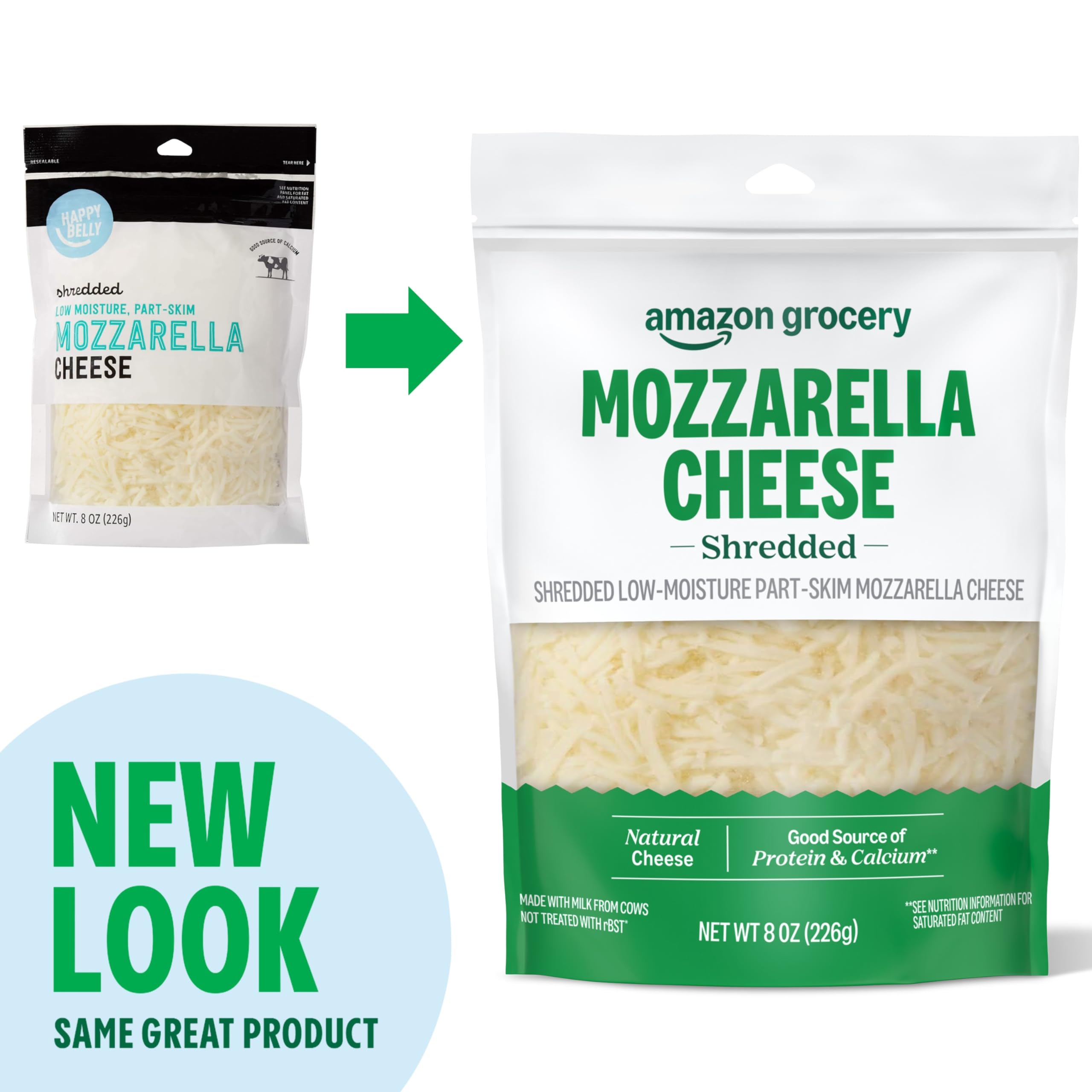 Amazon Grocery Mozzarella Cheese Shredded 8 Oz Previously Happy Belly Packaging May Vary — view 2