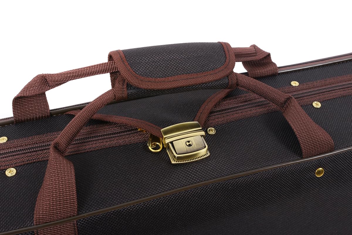 Caja de violín de Lona 4/4 tamaño Completo de Madera Rectangular con Correas duraderas 2 Soporte para Arco Bolsa de violín de Viaje