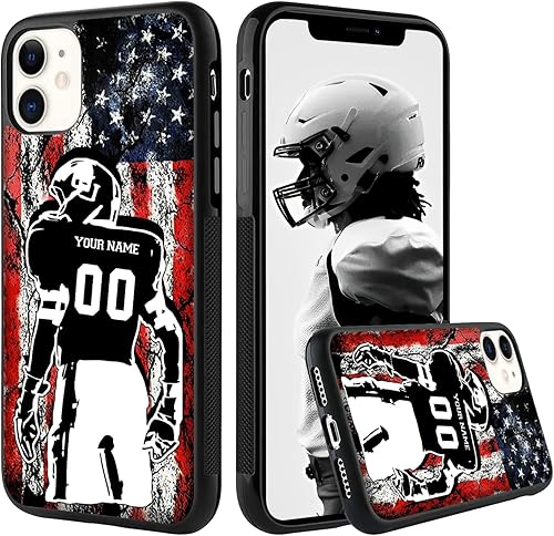Funda personalizada de fútbol con bandera de EE. UU., funda de teléfono personalizada de regalo de fútbol para iPhone 16 15 14 13 12 11 Pro Max