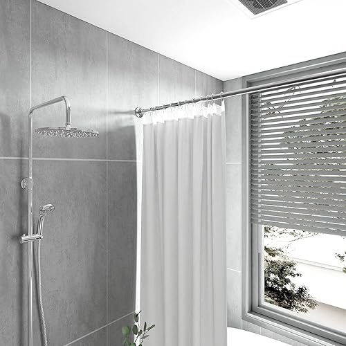 Miniatura 8 de Naiture - Barra de cortina de ducha recta de acero inoxidable de 60 pulgadas, acabado de níquel cepillado