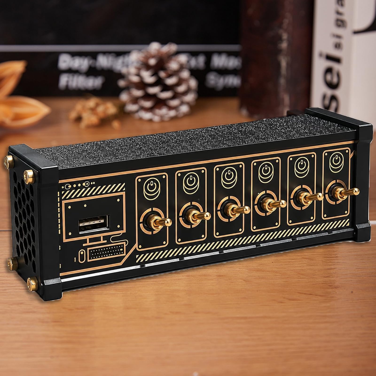 MiBoce 6 Port Usb Switcher, Usb Hub Docking Station, With Independent Control Button, Voice Control Function, Data Transmission, Share Usb Devices, For Boyfriend Gift