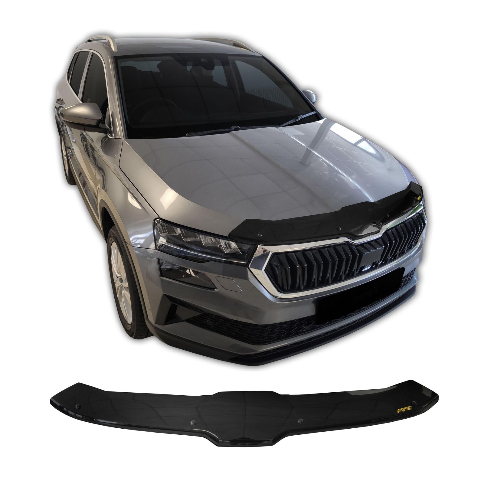 SCOUTT Bra de Capot Déflecteur de Protection pour Skoda Karoq Depuis 2021 Facelift, Aérodynamique, Assemblage Facile, Aucun Perçage Requis