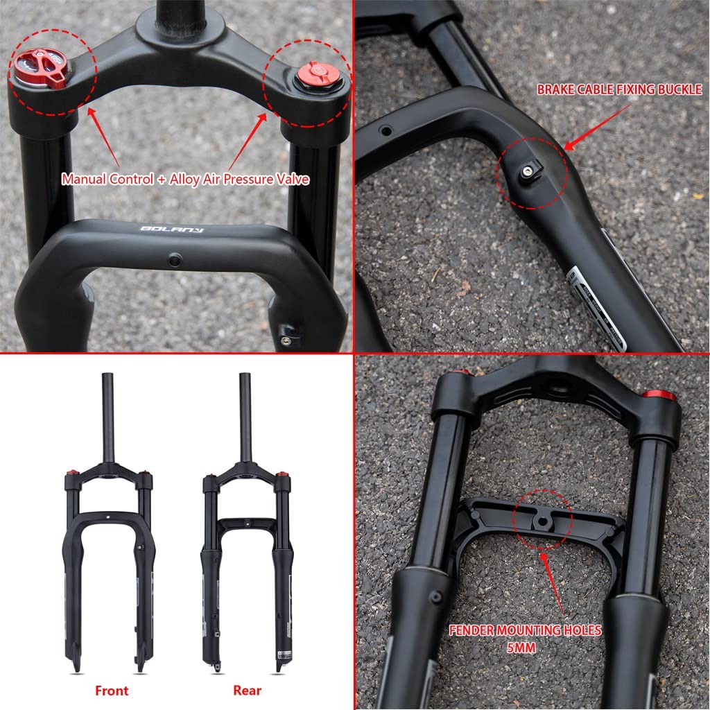 Fourche Suspendue LHHL 20 Pouces Pour Pneus Fat 4.0 – Double épaulement, Verrouillage Manuel, Débattement 140 Mm, Pour VTT Neige Et Plage