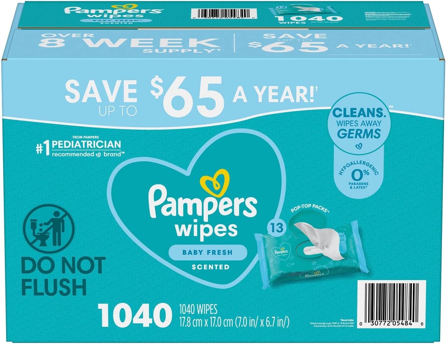 Amazon.com: Pampers Aqua Pure 6X Pop-Top Sensitive Water Baby Wipes