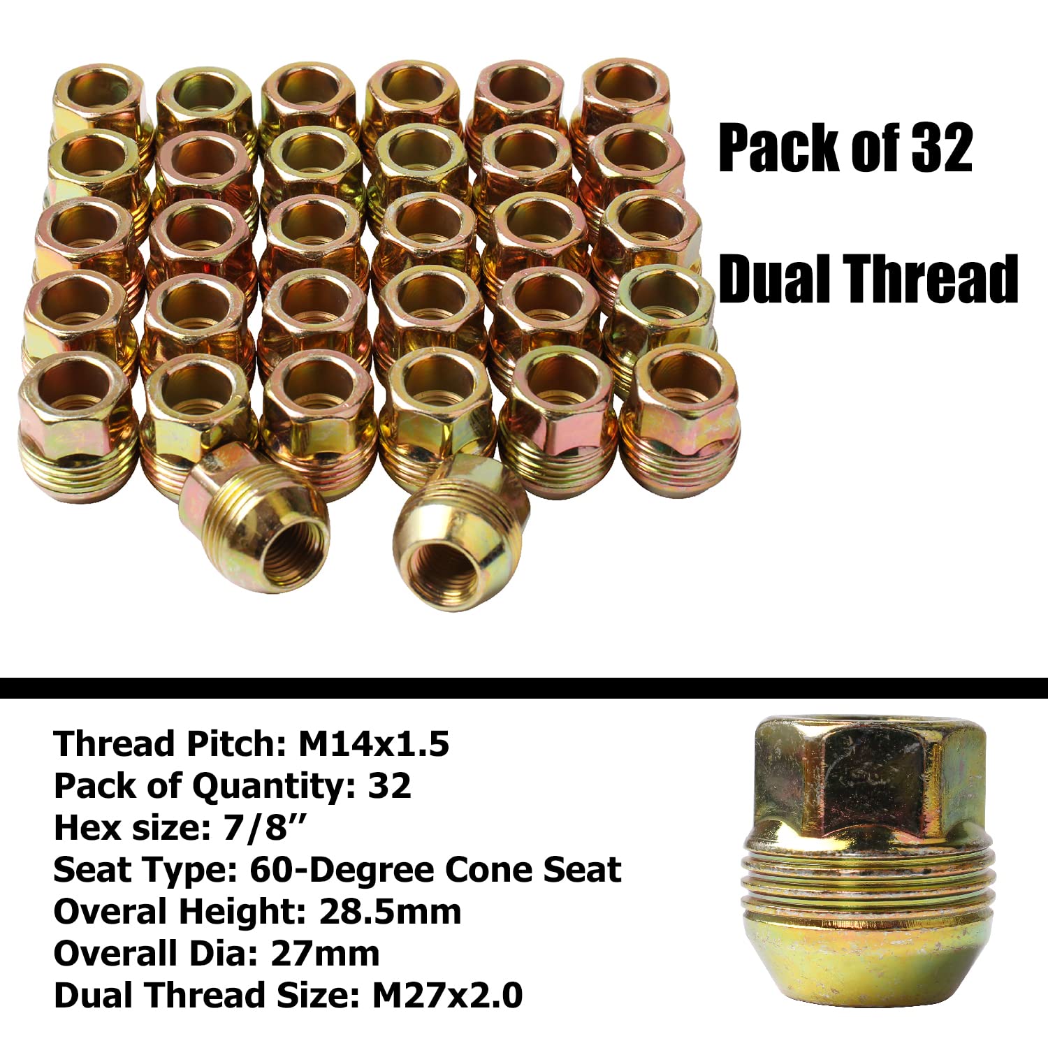 Amazon.com: Set of 32, 14mmx1.5 OEM Factory 8 Lug Wheel Nuts