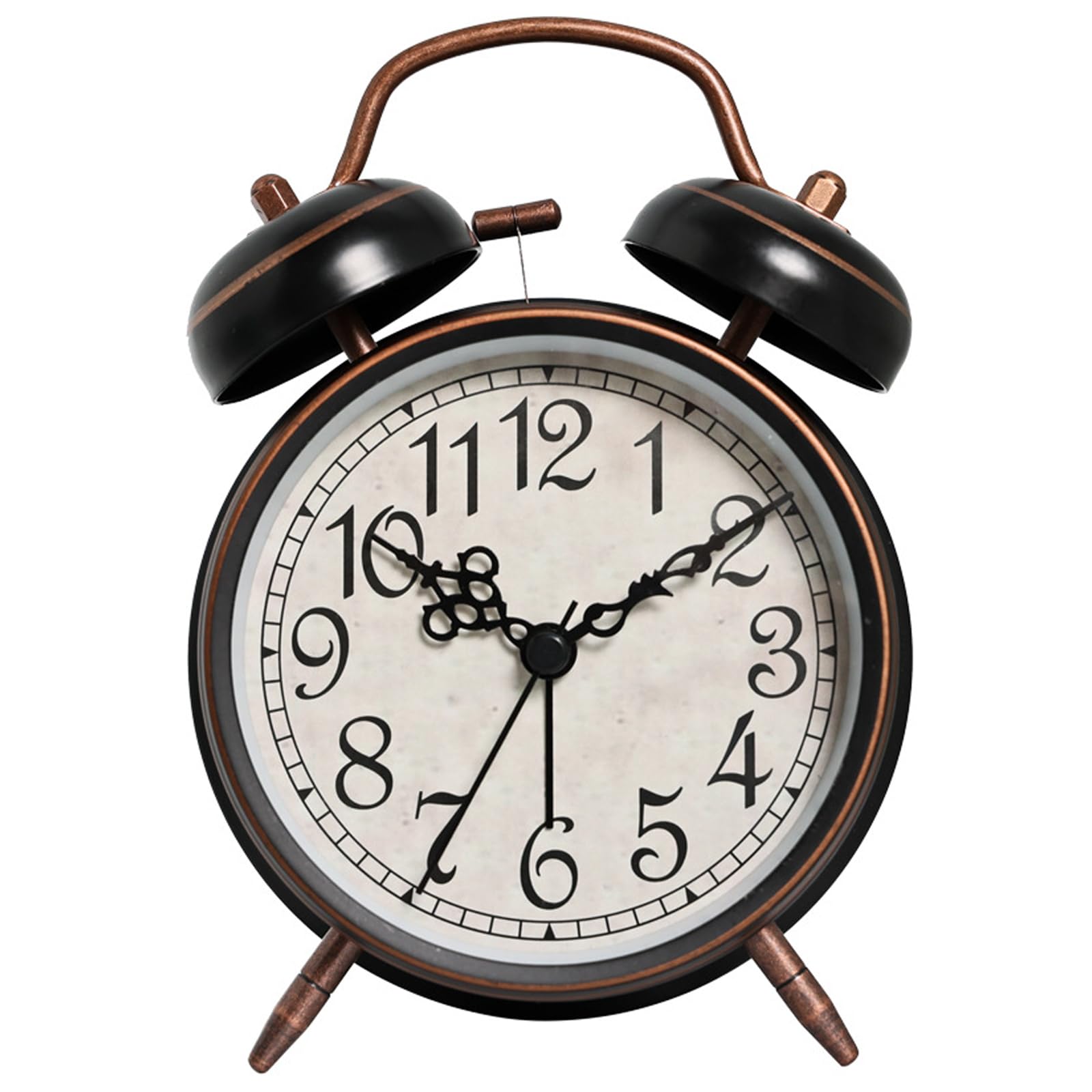 Uanqfegy Alarm Clock - Loud for Heavy Sleepers, Retro Twin Bell Vintage Metal Analog Desk Clock with Night Light, Battery Operated