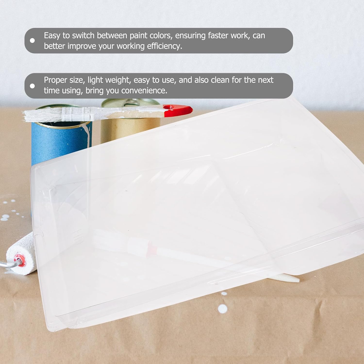 Beavorty 4pcs Large Paint Tray Liners 9-inch PVC Paint Tray Liners for Painting Supplies Portable Disposable Lining for Home and Professional Use